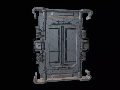 sci-fi Door fully rigged  Low-poly 3D model