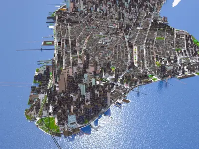 Manhattan Suburb New York City NY September 2021 Low-poly 3D model