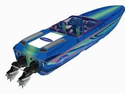 Cigarette 39ft Top Gun Unlimited speedboat Low-poly 3D model