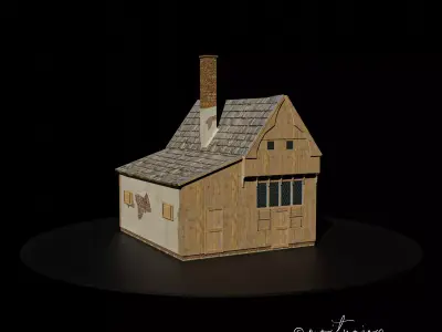 Middle Ages Old House  Low-poly 3D model