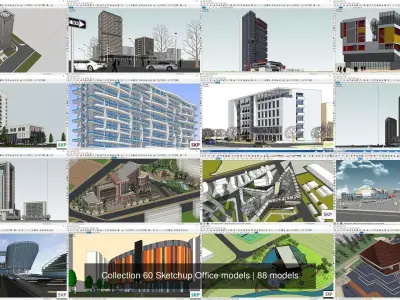 Collection 60 Sketchup Office models 3D Model Pack