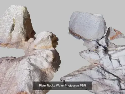 River Coast Stone Collection PBR Scan  3D Model Pack