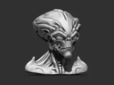Alien Bust 3 - Realistic 3D Printable STL File 3D print model