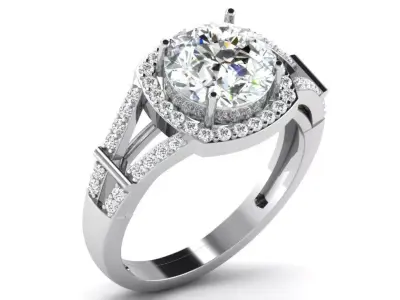 Light Weight White Gold Diamond Ring DR-6514 3D print model