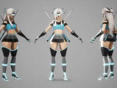 CYBERGIRL - Low Poly Style Female Character Low-poly 3D model