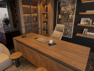 Modern Manager Office 3D Interior Scene 3D model