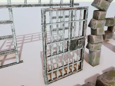 Stylized Medieval Prison Props Kit Low-poly 3D model