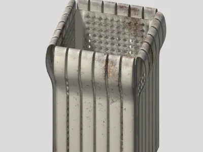 Box type open trash can with cage Low-poly 3D model