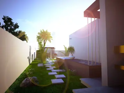 3D Model Modern Hillside House in Beirut  Low-poly 3D model