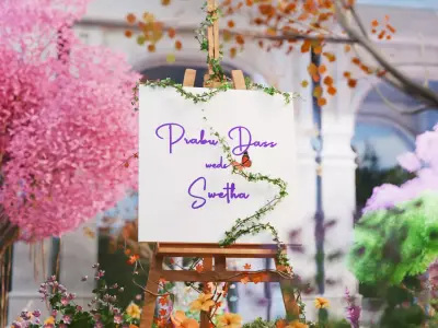 3D Floral Welcome Board in Garden Environment 3D model