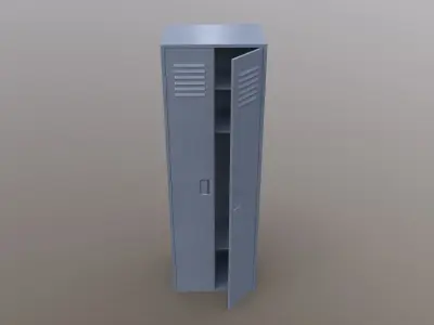 PBR School Gym Locker 09 - Grey Low-poly 3D model