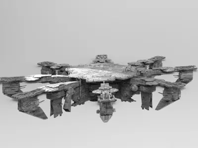 Alien Sci-fi base platforms 7  3D model