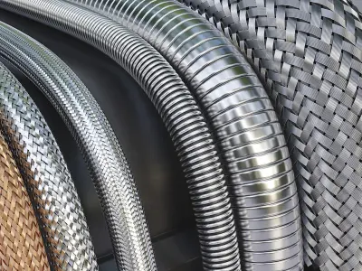 Corrugated and braid metal hose sleeving 3D model