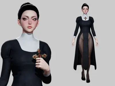 Nun - Game Ready Low-poly 3D model
