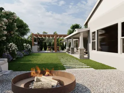 3D Exterior Scene 3D model design garden and landscape 3D  3D model purchase