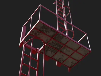 Modern factory ladder Low-poly 3D model