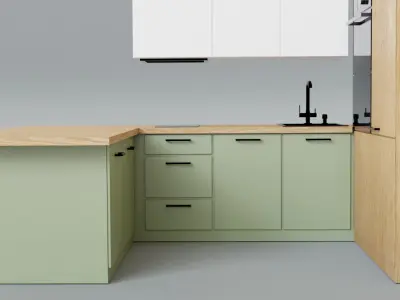 Modern Scandinavian Kitchen Set 3D Model 3D model