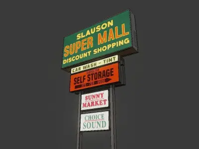 Mall Sign Billboard Low-poly 3D model