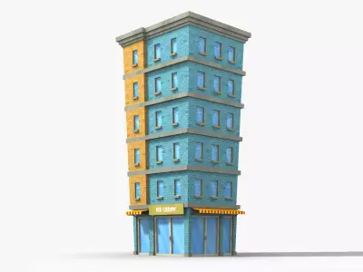 Cartoon Building x29 Low-poly 3D model