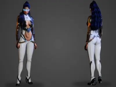 Futuristic Suit Woman - GameReady Low-poly 3D model