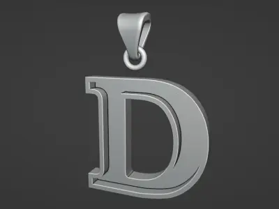 letter D pendant 3D print model