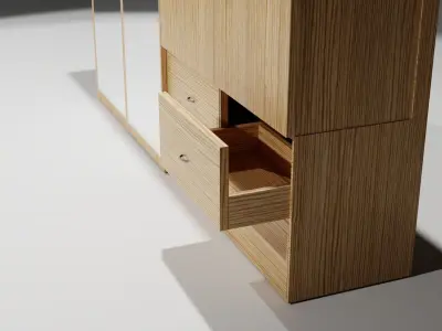 Wardrobe with two doors and mirror 3D model