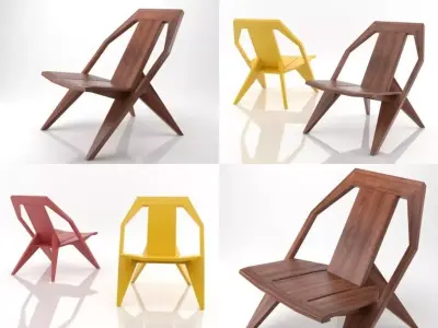 Medici four different colored chairs 3D model