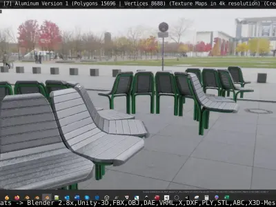  Round Tree Bench - 7 - Aluminum Version 1 Low-poly 3D model