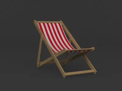 Beach Umbrella and Chair 3D model