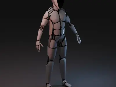 Futuristic robot - Game ready - Riged Low-poly 3D model