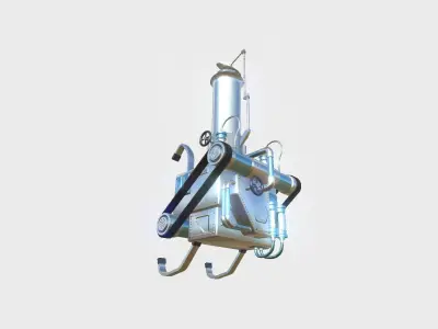 Steampunk Backpack 07 Silver - Character Design Fashion Low-poly 3D model