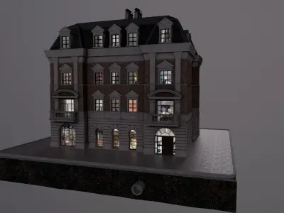City Street House bilding Low-poly 3D model