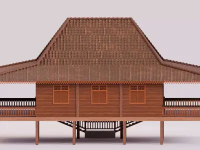 Traditional Houses - Rumah Limas Low-poly 3D model