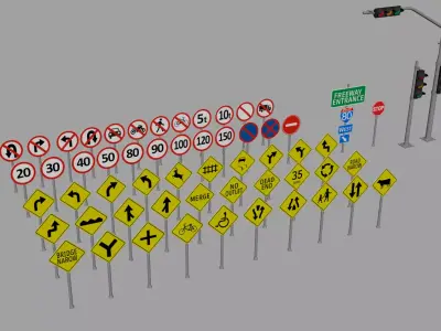 Traffic signs pack Low-poly 3D model