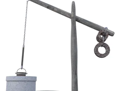 Animated Old Rustic Well Low-poly 3D model