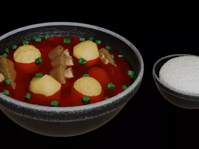 Food Korean Potato Pork Bone Soup Low-poly 3D model