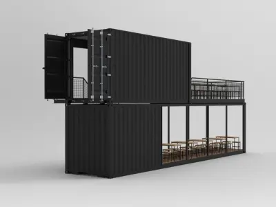 40ft Shipping Restaurant Design 3D model