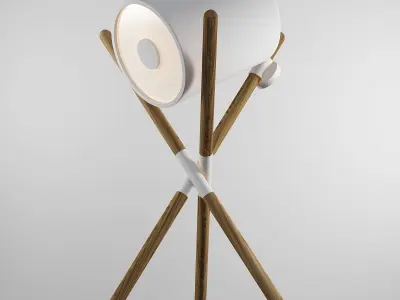 CATAPULT table lamp with wooden stand 3D model