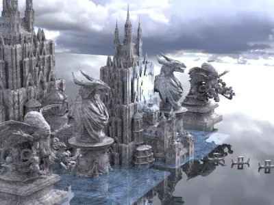 Alien Ancient Cthulhu Hydra and Dagon Temple Kit bash 3D model