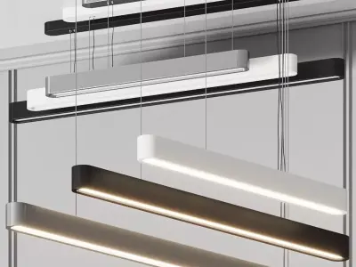 Modern Minimalist Linear LED Pendant Light Collection 3D model