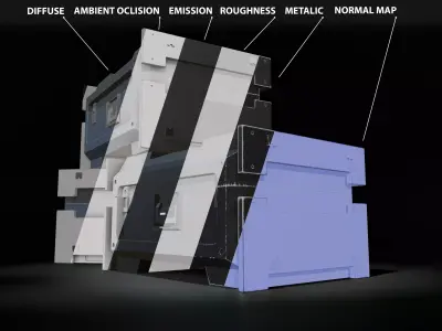 SCI-FI Container Game Ready Low-poly 3D model