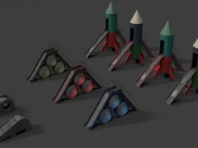 Slides For Playground Low-poly 3D model