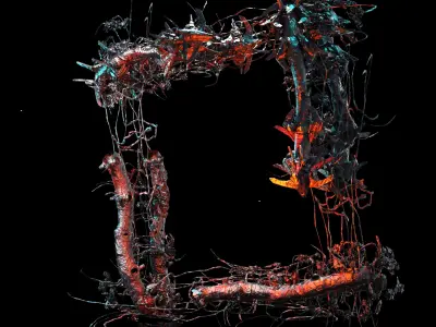 Deep Space leviathan monster organic wires array Low-poly 3D model