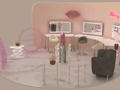Makeup booth Low-poly 3D model