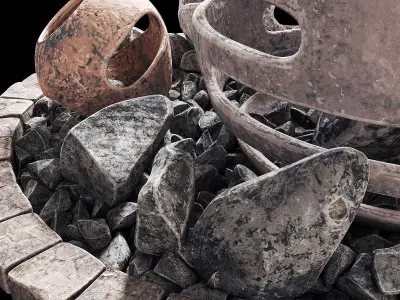 Flowerbed with stone decor 3D model