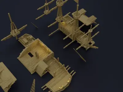 Floating Pirate Tavern  Tabletop Terrain 28 MM 3D print model