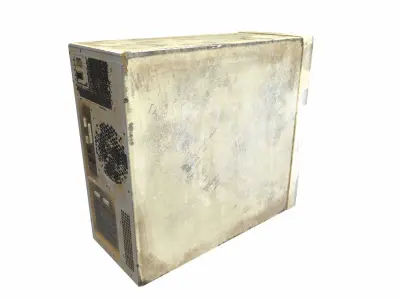 White retro computer system block case da1 Low-poly 3D model