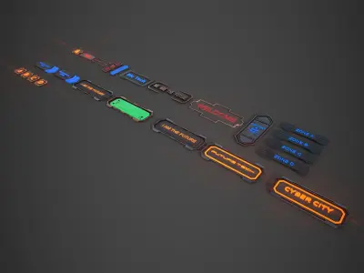 Scifi Signboard Collection 3D model