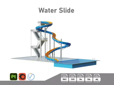 Water Slide 01 Low-poly 3D model