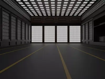 Japanese training dojo Low-poly 3D model